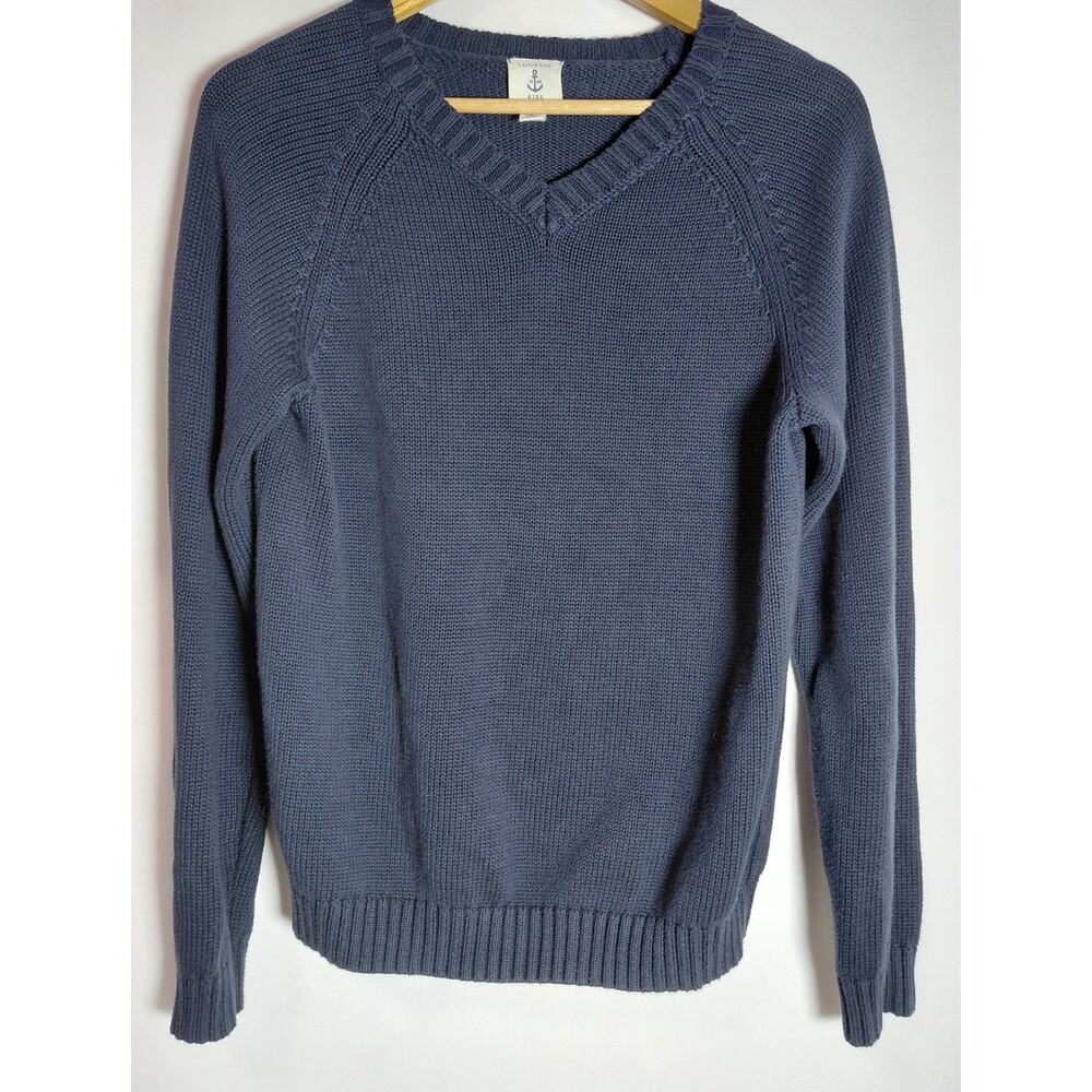 LANDS' END KIDS Cotton Sweater Blue Solid Knit Size L Size 14-16